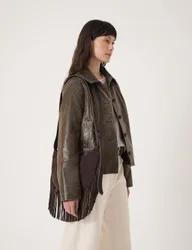 Suede Fringed Cross Body Bag Dark Brown female