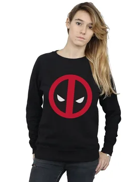 Women's Deadpool Large Clean Logo Sweatshirt in Black Size: Small - Black - Size: S - Marvel - FashionsVida