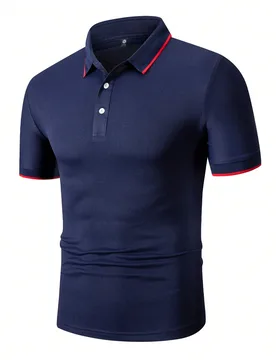 Camisa polo de verano para hombre, camiseta casual de negocios con cuello, manga corta, adecuada para la oficina, reuniones, fiestas y deportes - Shein - FashionsVida