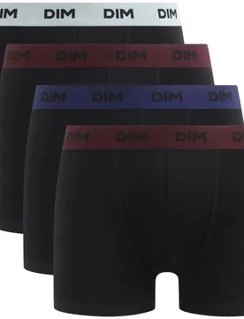 Pack de cuatro bóxers de algodón elástico con cinturilla estampada - Dim - FashionsVida