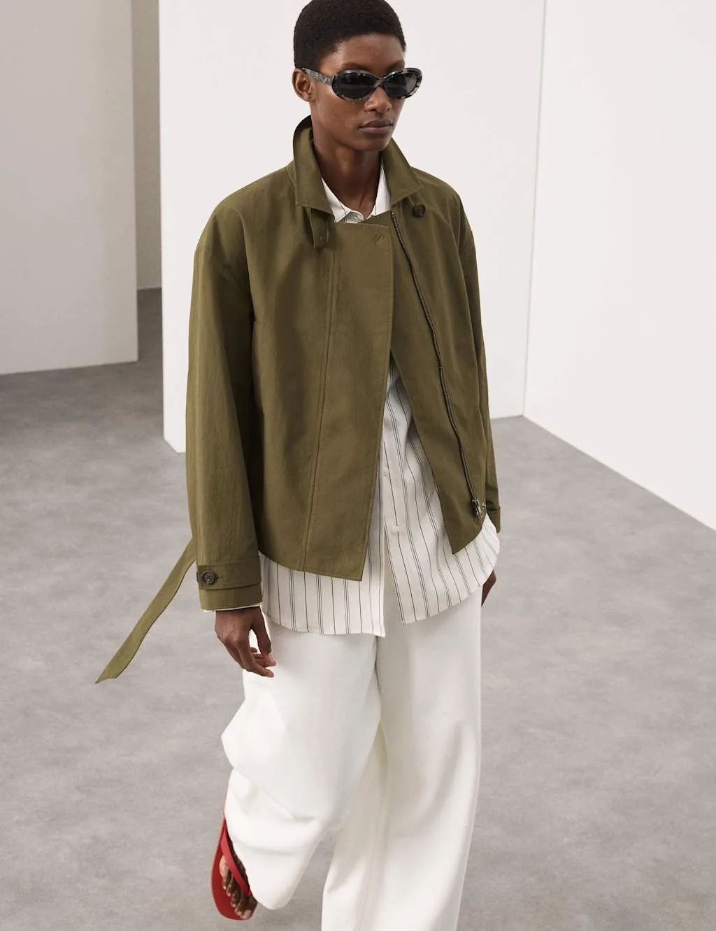 Belted Cropped Trench Coat Khaki female - Autograph - FashionsVida