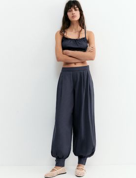 Pantaloni Da Gaucho Misto Lino