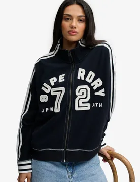 Superdry Damen Cult Applique Jacke mit Lockerer Passform Navy - Größe: 40 - 94.99 - FashionsVida