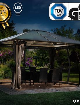 Alu-Pavillon SUMMERDREAM 3x4m grau inkl. LEDs