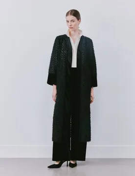 Abrigo de paño ligero de mujer con terciopelo - Woman Fiesta El Corte Inglés - FashionsVida