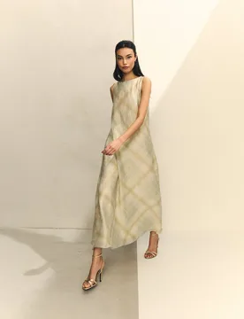 Vestido largo sin mangas de cuadros - Hannibal Laguna Collection - FashionsVida