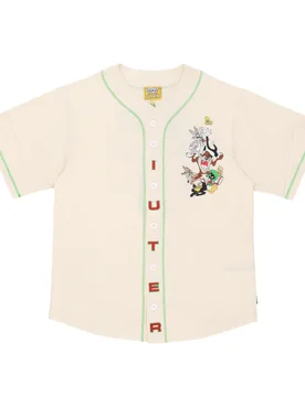 Casacca Bottoni Uomo Looney Tunes Baseball Shirt Cream - IUTER - FashionsVida