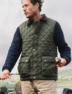 Berwick Mens Quilted Gilet - Green - Hinter + Hobart - FashionsVida