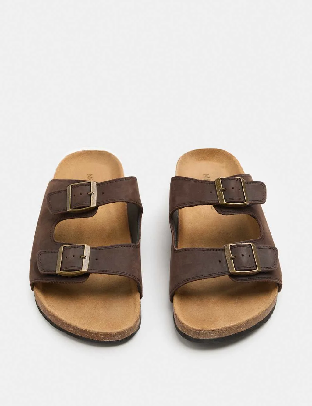 Leather Slip-On Sandals Chocolate male - M&S - FashionsVida