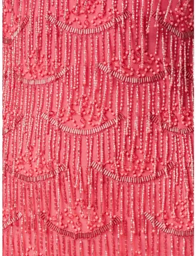 Vestido de tirantes con pedrería y flecos - Adrianna Papell - FashionsVida