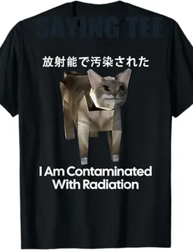 I Am Contaminated with Radiation Japanese Cat Meme T-Shirt Humor Funny Kitty Sarcastic Saying Tee Short Sleeve Graphic Outfit - Aliexpress - FashionsVida