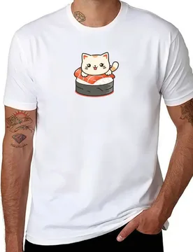 Kawaii cat on a nigiri salmon sushi roll T-Shirt t shirt for man man t shirts for men casual T-Shirt - Aliexpress - FashionsVida