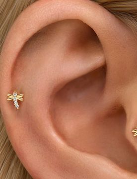 Pieza Pendiente de aro plano de libélula de plata de ley 925 Mini pendiente de circonita cúbica Pendientes apilables Pendientes de libélula Joyerí