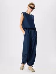 Denim Tie Hem Relaxed Balloon Trousers Denim female