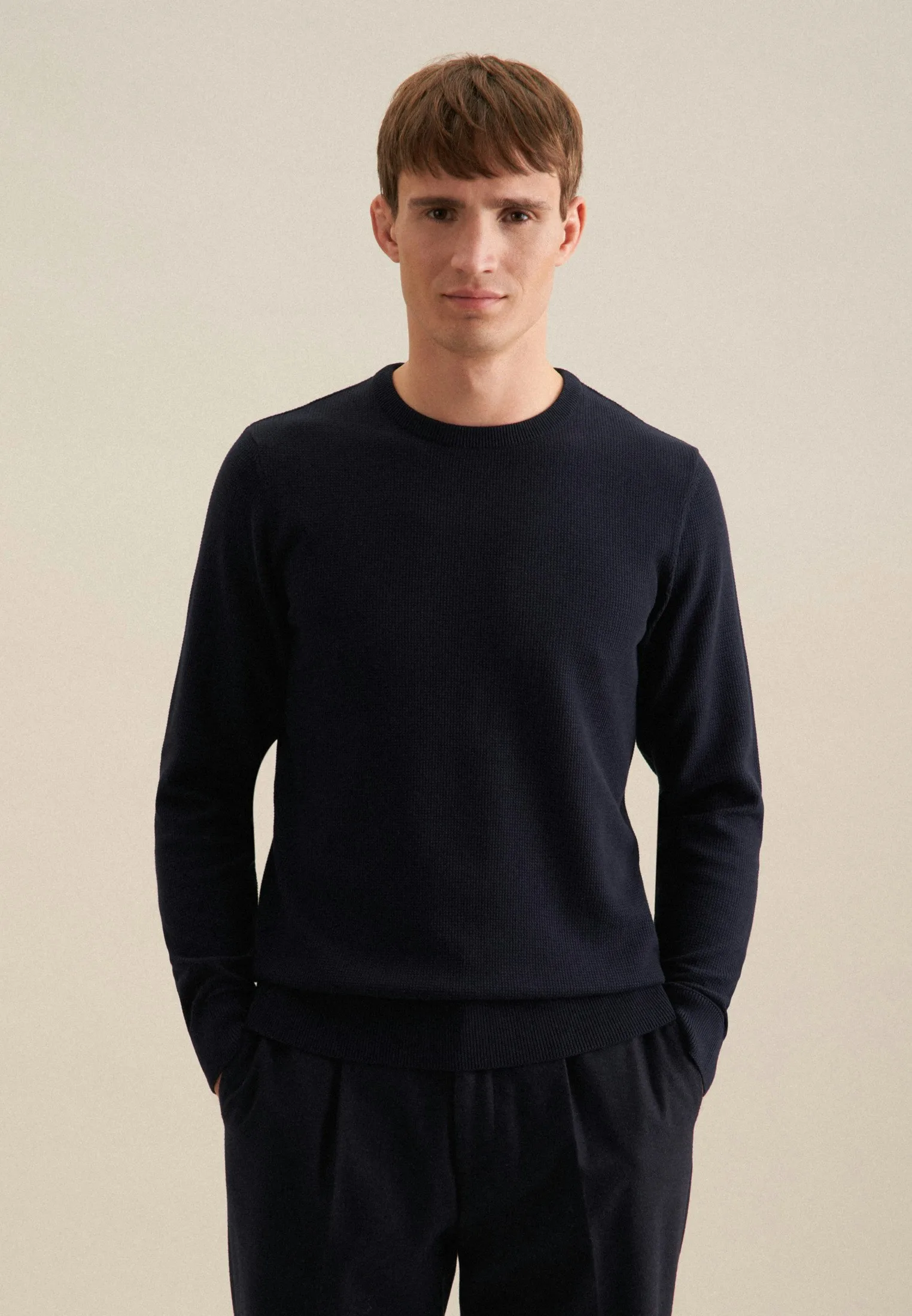 Regular Pullover Uni Blau L - Seidensticker - FashionsVida