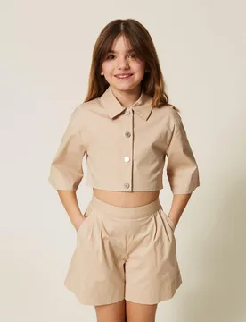 Chemise cropped et bermuda en popeline - TWINSET - FashionsVida