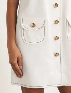 Sandro Topstitched Mini Shirt Dress - Sandro - FashionsVida