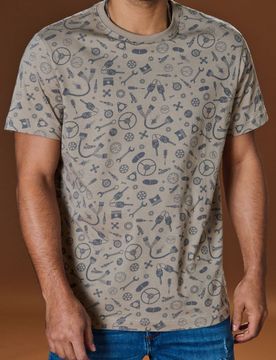 Maglietta con stampa all-over - beige