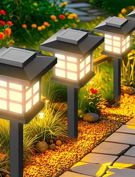 Piezas Luces solares para exteriores, luces de trayecto solares con batería, iluminación paisajística LED de larga duración de 10 horas, luces sol - Shein - FashionsVida