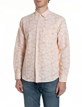 Chemise à Manches Longues M4148 .000.75090 White / Light Orange S - Replay - FashionsVida