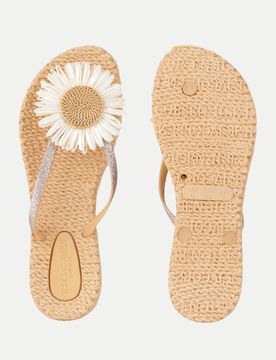 Flip-Flops mit Blumendetail Beige 39