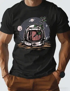Retro Astronaut Skull Graphic T-Shirt for Men, Space Style Short Sleeve Tee, Casual Astronaut Print Tops - Aliexpress - FashionsVida