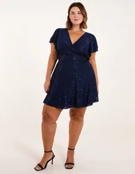 Curve Mesh Wrap Dress - 22/24 / NAVY - female
