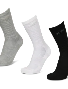 Elevated Crew 3 Pack Unisex Socks - Black - Size 8 - 11 - Cotton - Black - Size: 8 - 11 - Nike - FashionsVida
