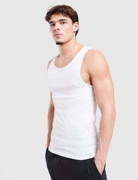 Mens Set da 2 Canotte Ribbed - Bianco, bianco bianco Uomo taglia L