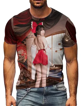 Summer Adult Chinese Pattern Men's 3D Printed Short Sleeve T-Shirt - Worker Crew Neck - Aliexpress - FashionsVida