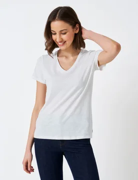 Pure Cotton Striped T-Shirt White female - Crew Clothing - FashionsVida