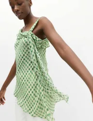 Checked Asymmetric Top Green Mix female