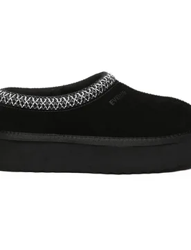 Women's Real Sheepskin Wonga Leather Platform Slippers with EVA Sole in Black Size: 6 - Black - Size: 6 - EverAu Australia - FashionsVida