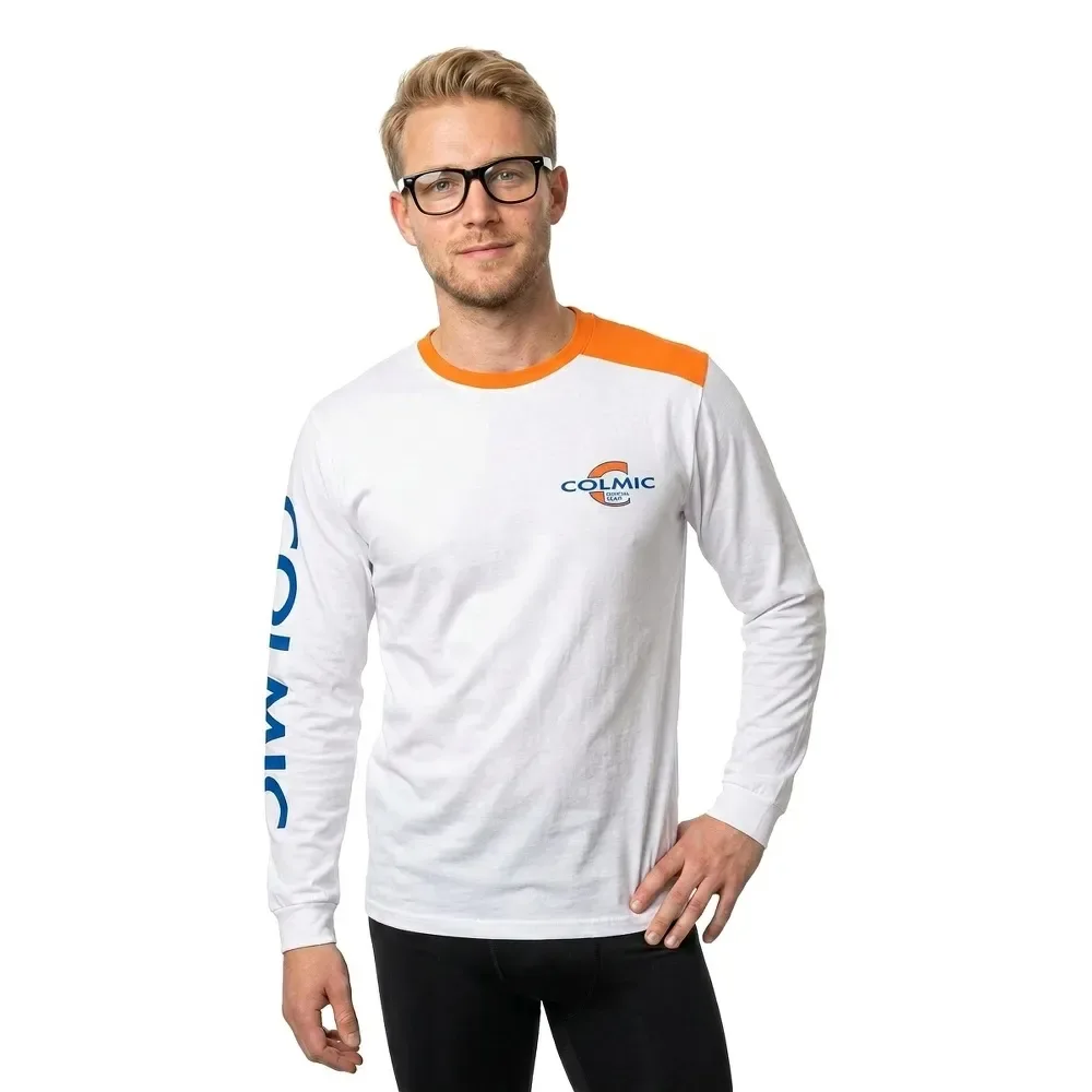 Logo Long Sleeve T-shirt White / Orange 4XL Men - Colmic - FashionsVida