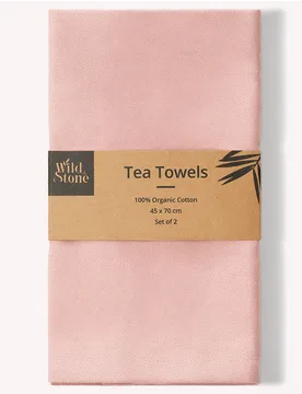 Organic Cotton Tea Towel - Set of 2 - Rose - Wild & Stone - FashionsVida
