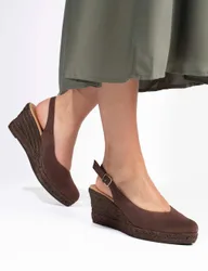 Suede Ankle Strap Wedge Espadrilles Chocolate female