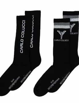 Sportsocken mit Schriftzug - Socken - schwarz - Unisex - Size: M (39-42) - Carlo colucci - FashionsVida