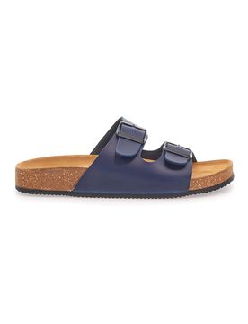 Ciabatte blu con doppia fibbia e sottopiede in pelle Made in Italy 335A038SR 43