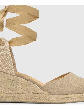 Alpargatas con cintas de mujer Carina en lino metalizado - Castañer - FashionsVida