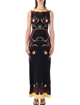 Floral-print Tie-neck Maxi Dress