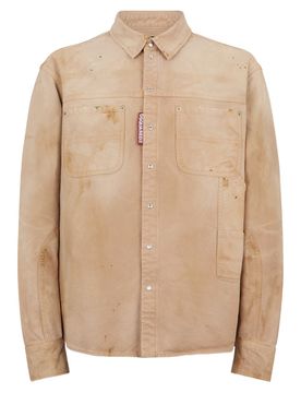 Camicia beige uomo effetto sbiadito