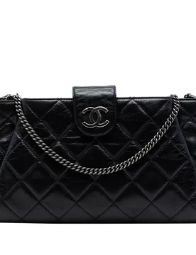 Quilted Glazed Calfskin Coco Pleats Chain Clutch - Chanel - FashionsVida