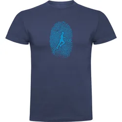 Runner Fingerprint Short Sleeve T-shirt Denim Blue S Men