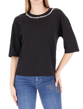 T-shirt con strass LIU JEANS NERO XS - Liu jo - FashionsVida