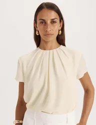 Tuck Detail Crew Neck Top Yellow female