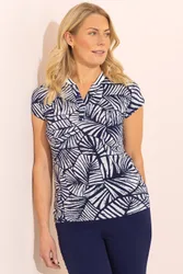 Women's Printed Short Sleeve Top in Navy Size: Small - Navy - Size: S