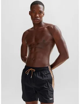 Mens Black Tune Swim Short - Male - Black - Small - BOSS - FashionsVida