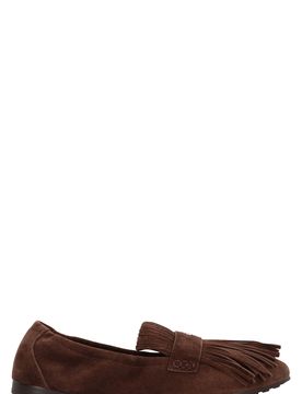 Suede Ballet Flats with Fringed Detail & Hand-Painted Edges