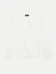 BLACK LABEL Crêpe-Bluse mit V-Ausschnitt Weiß 38