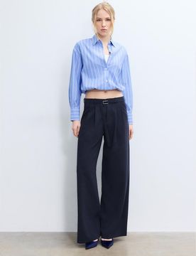 Weite Hose mit Metallschnalle Blau 38